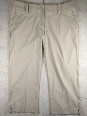Nike Golf Dri Fit Khaki Cropped Pants Women Size 12 Stretch Capri